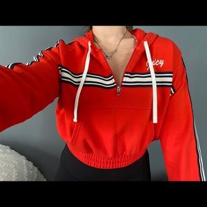 Red cropped hoodie